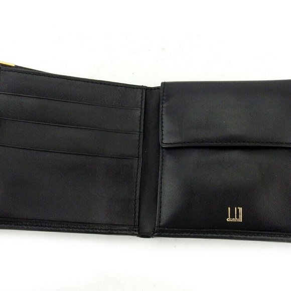 AUTH Dunhill Two Folded Wallet Logo Plate Leather - Picture 3 of 8
